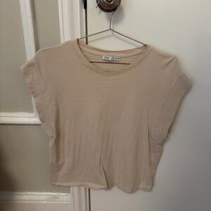 Zara Women's Cream Short Sleeve Tee